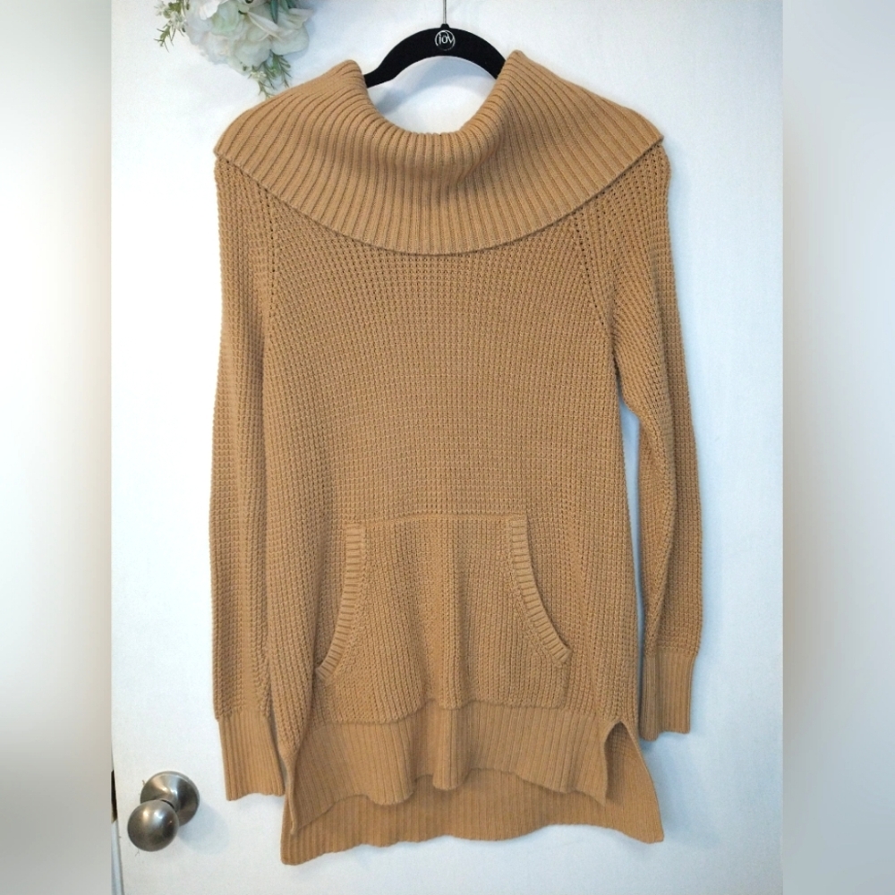 Michael Michael Kors Tan Earth Tone CowlNeck Heavyweight Oversized Knit Sweater